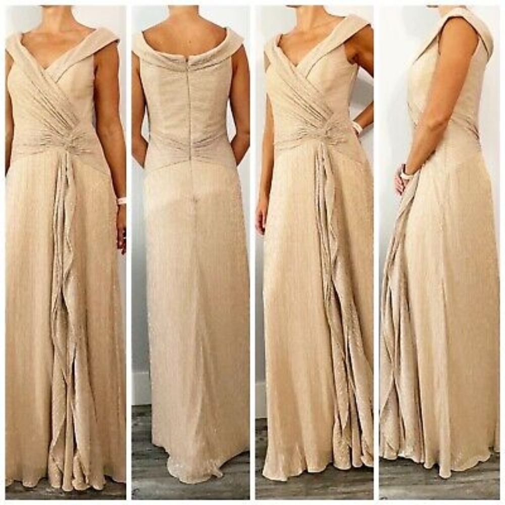 XSCAPE Off shoulder metallic Gown 14 NWT